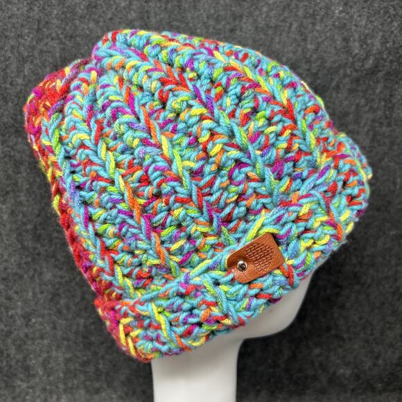 Handmade Accessories - NEW Handmade Crochet Beanie Multi-Color Winter Hat by Elevate Crochet Adult OSFM
